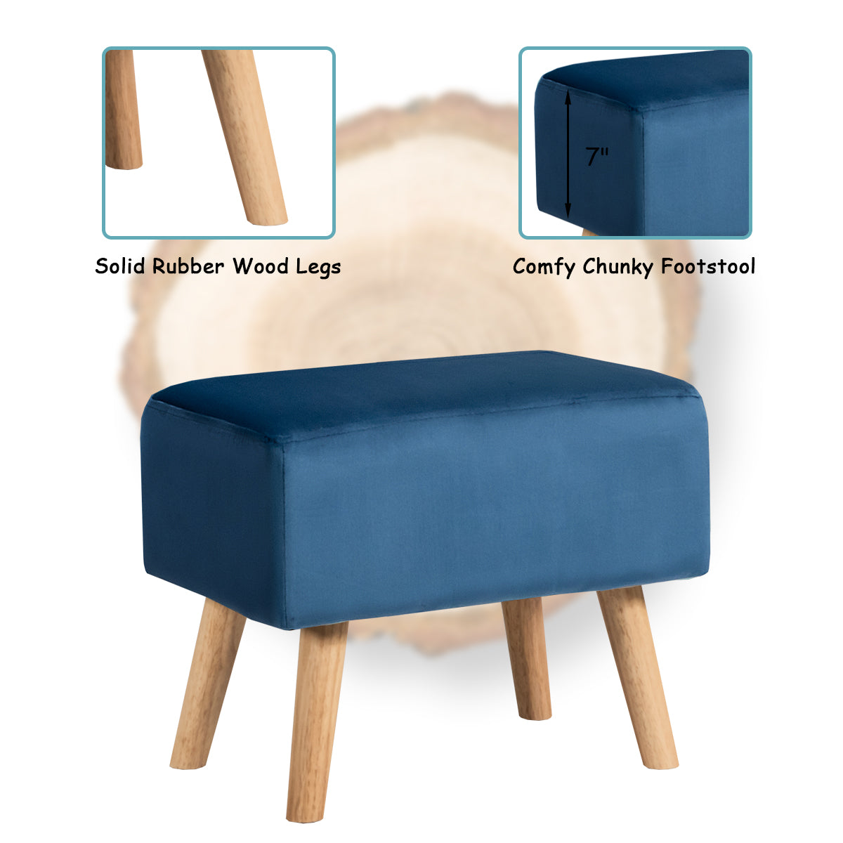 Velvet Accent Chair with Ottoman for Living Reading Room Bedroom - Giantexus