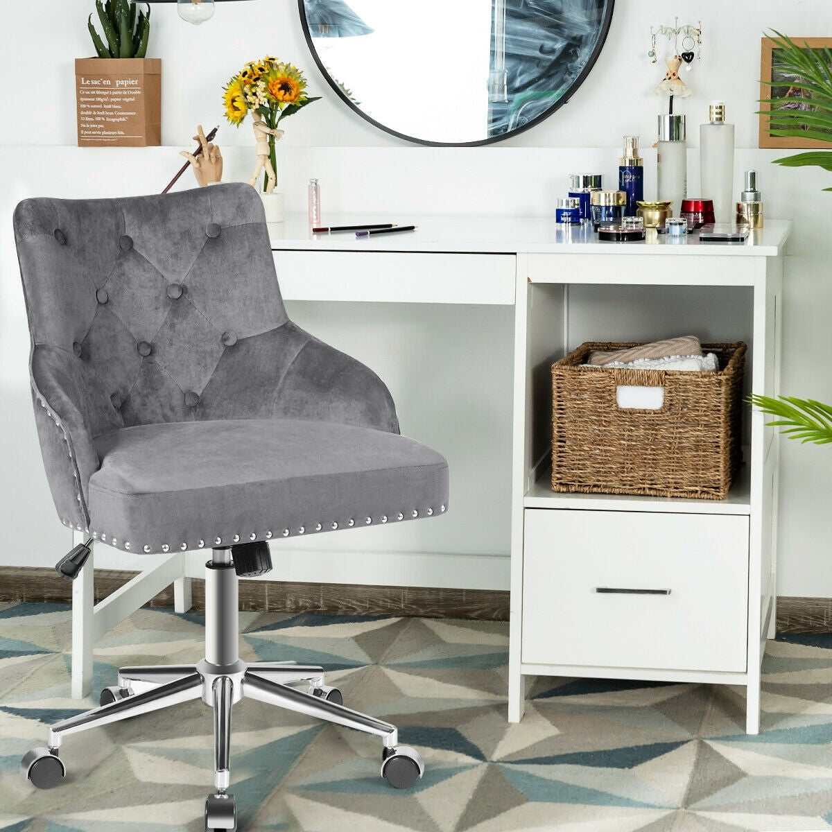 Giantex Modern Home Office Chair, Adjustable Task Chair Computer Desk Chair