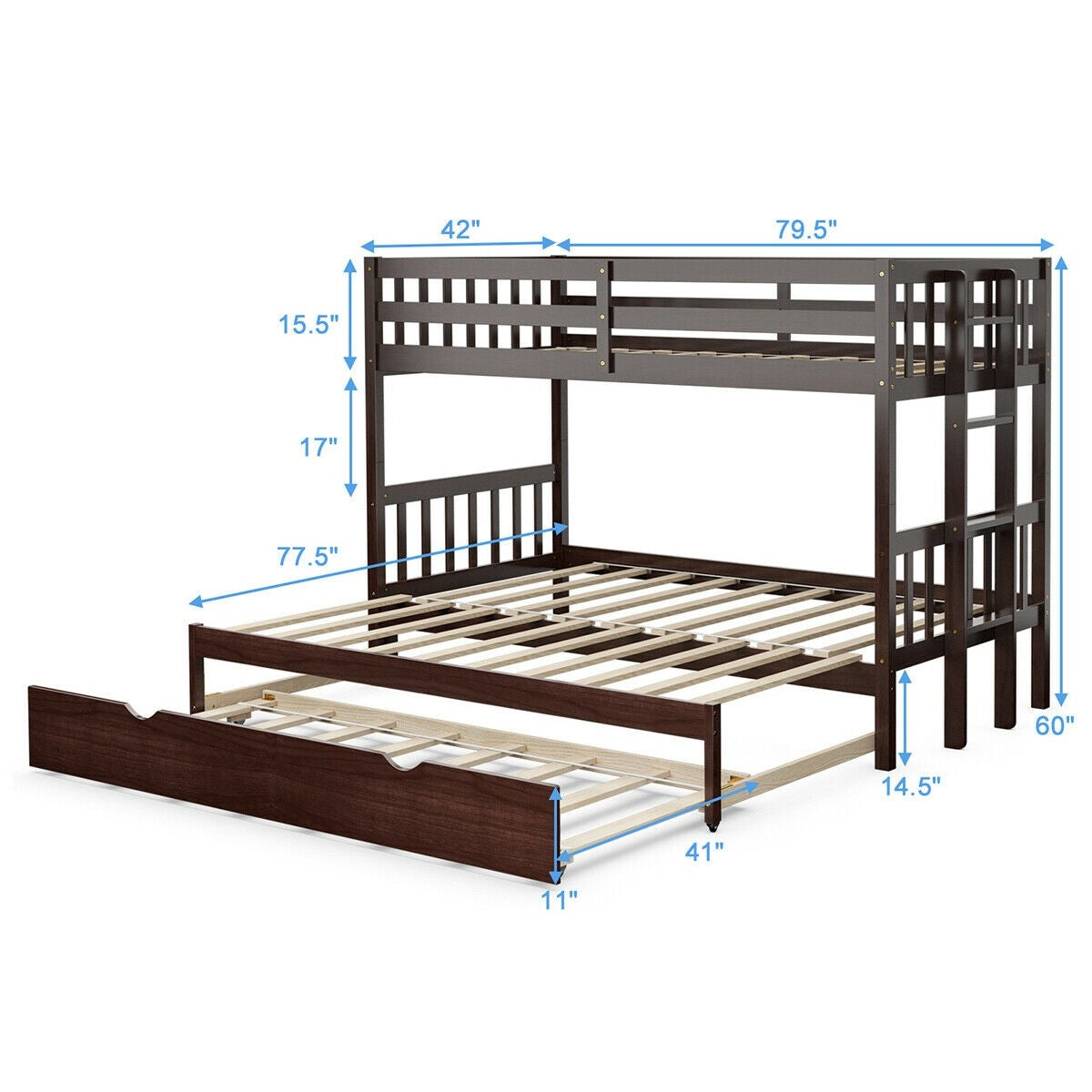 Twin Over Pull-Out Bunk Bed with Trundle