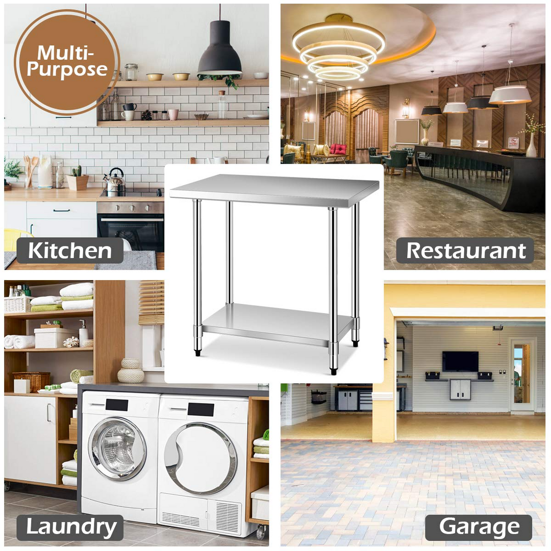 Giantex Food Prep Table, Commercial Kitchen Work Table w/ 4 Casters