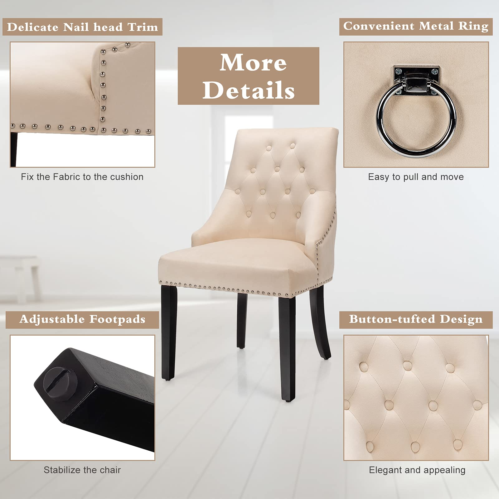 Dining Chairs, Button-Tufted Velvet Side Chair - Giantex