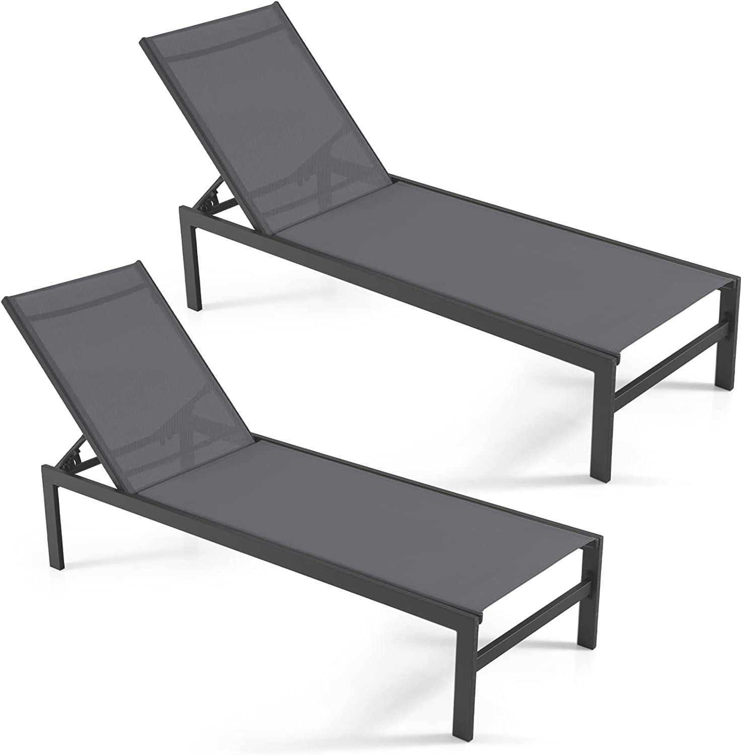 Giantex Patio Chaise Lounge Chair, Outdoor Sunbathing Chair Lawn Reclining Lounger with 6 Adjustable Position