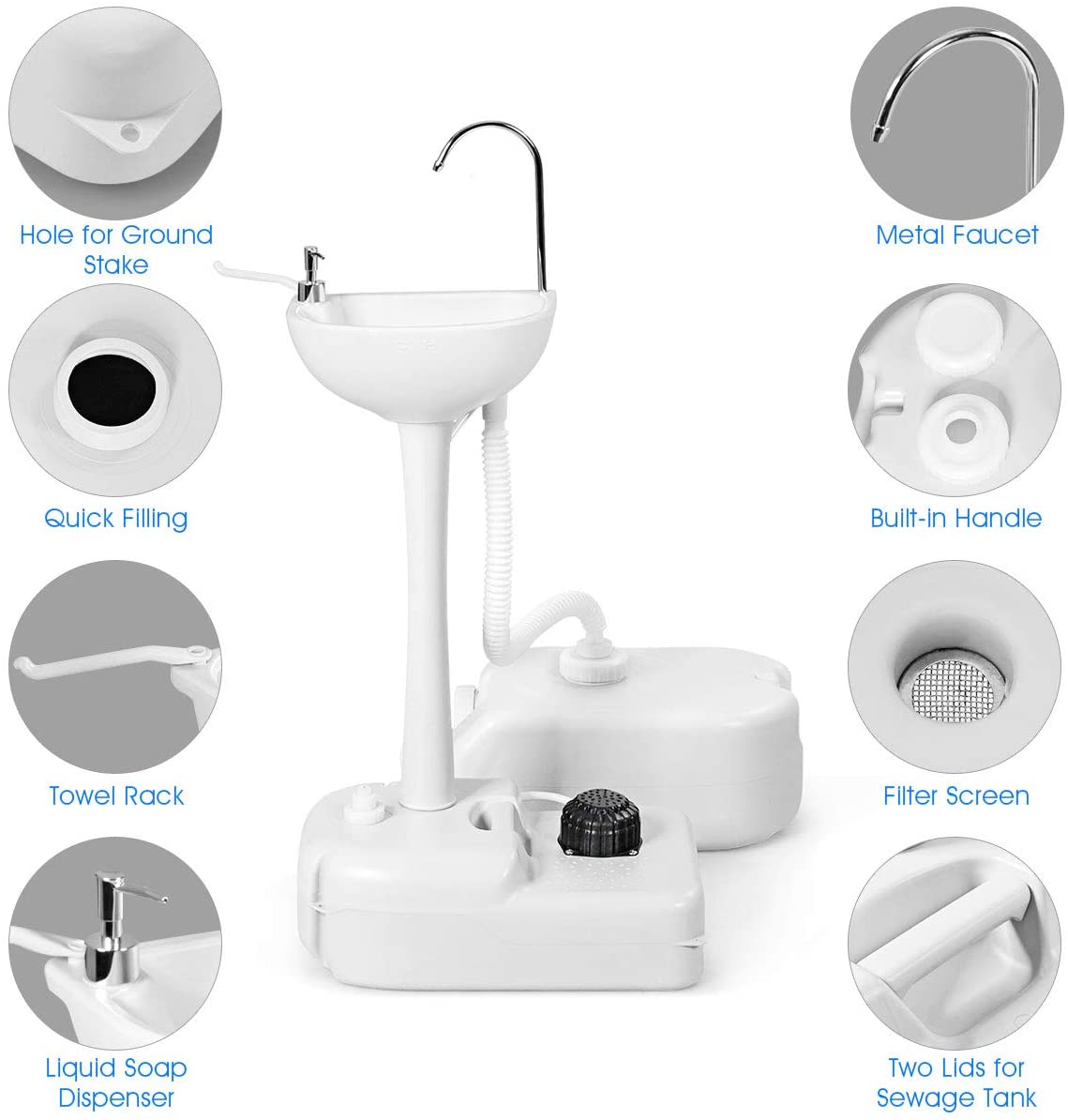 Hand Washing Station Portable Hand Sink W/Wheels