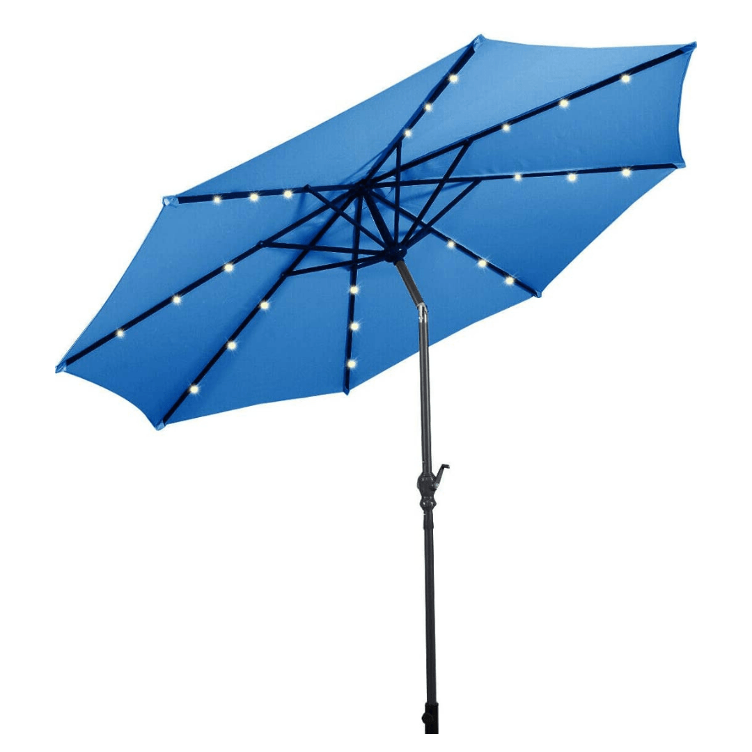 10ft Solar Patio Umbrella Outdoor with Lights Pool Indoor Outdoor Use