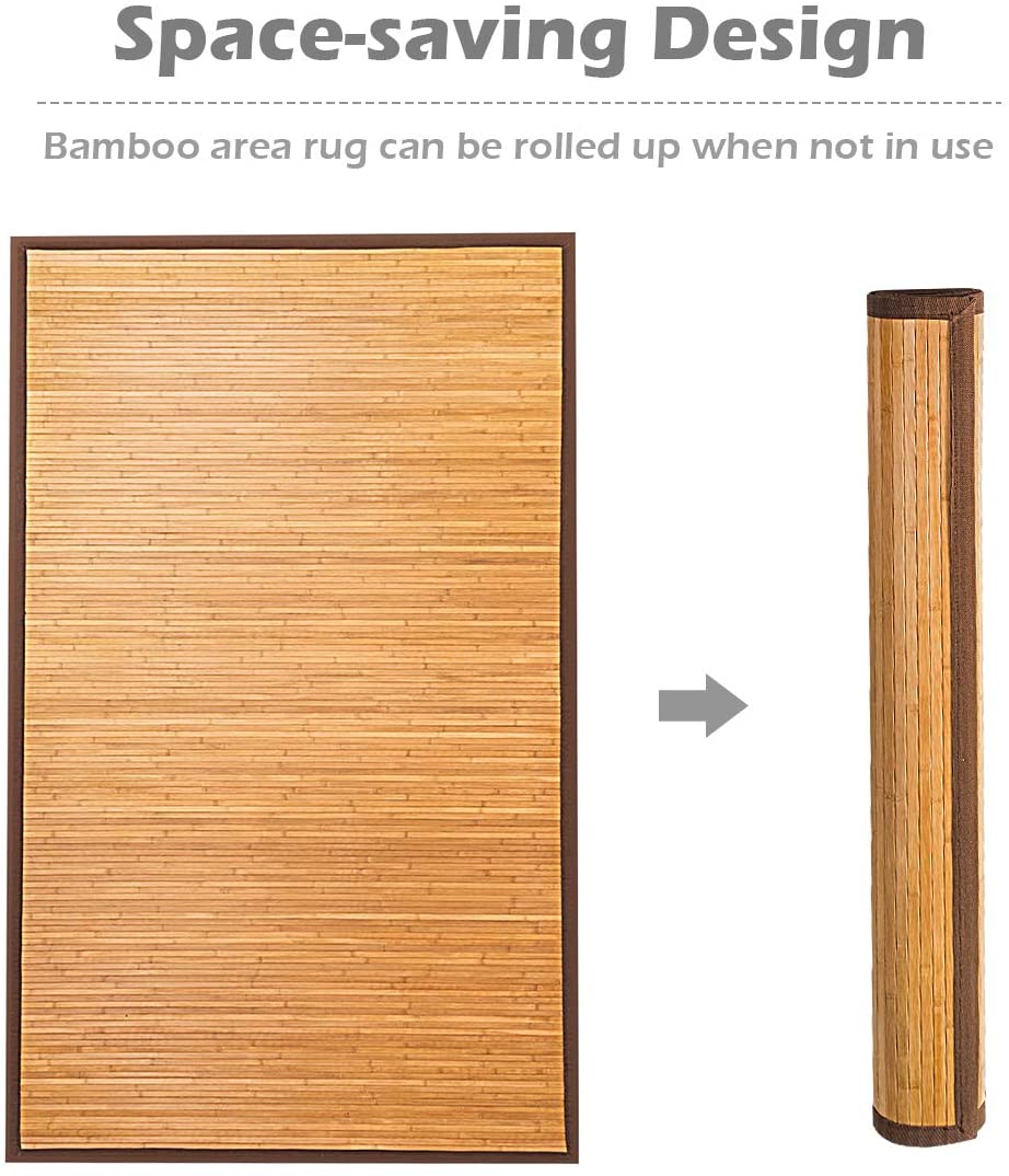 Floor Carpet Natural Bamboo Wood Indoor 60" x 96" Area Rug