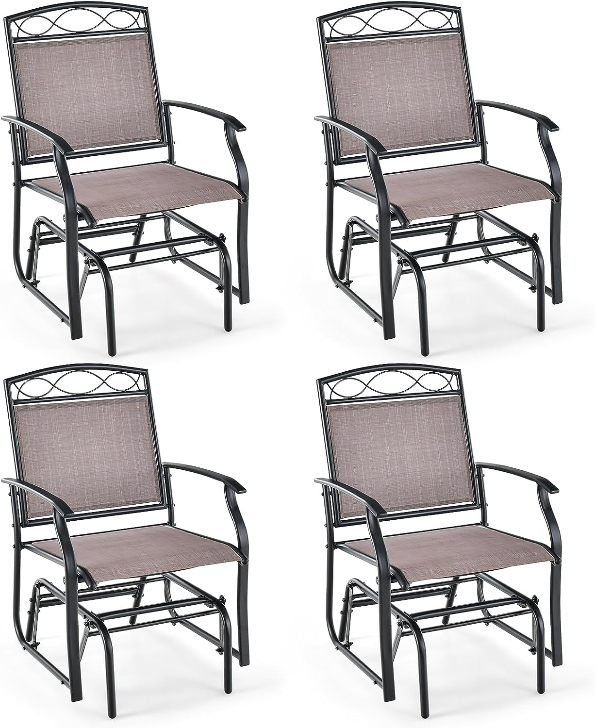 Giantex Patio Glider Chairs Set - 2 PCS Gliding Rocking Chairs w/Weather-Resistant Fabric, Heavy-Duty Metal Frame