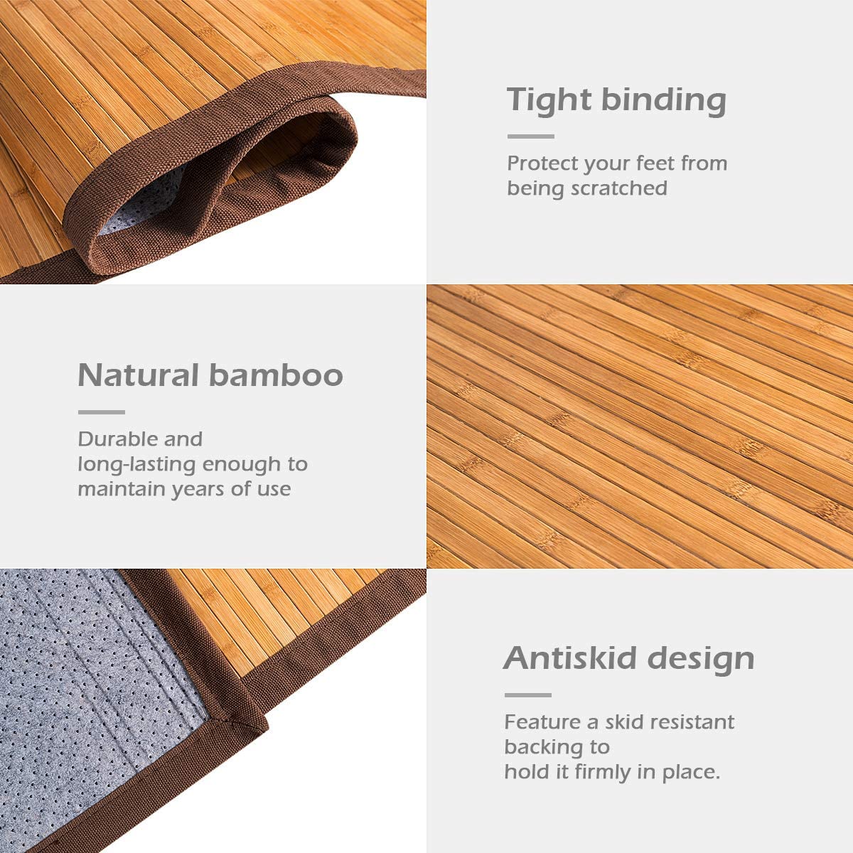 Floor Carpet Natural Bamboo Wood Indoor 60" x 96" Area Rug