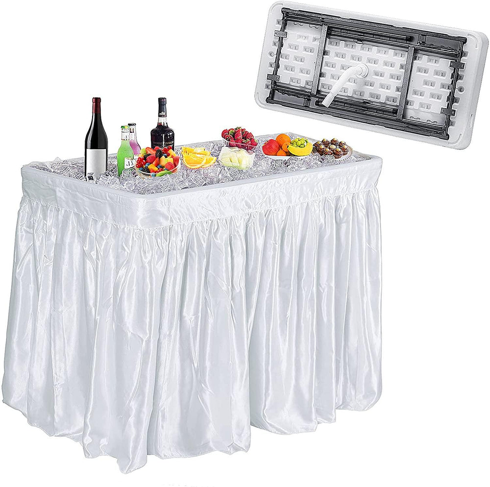 Giantex 4 Foot Ice Cooler Table w/ Matching Skirt and Drain Plug, Foldable Buffet Cold Food Keeper for Party - Giantexus