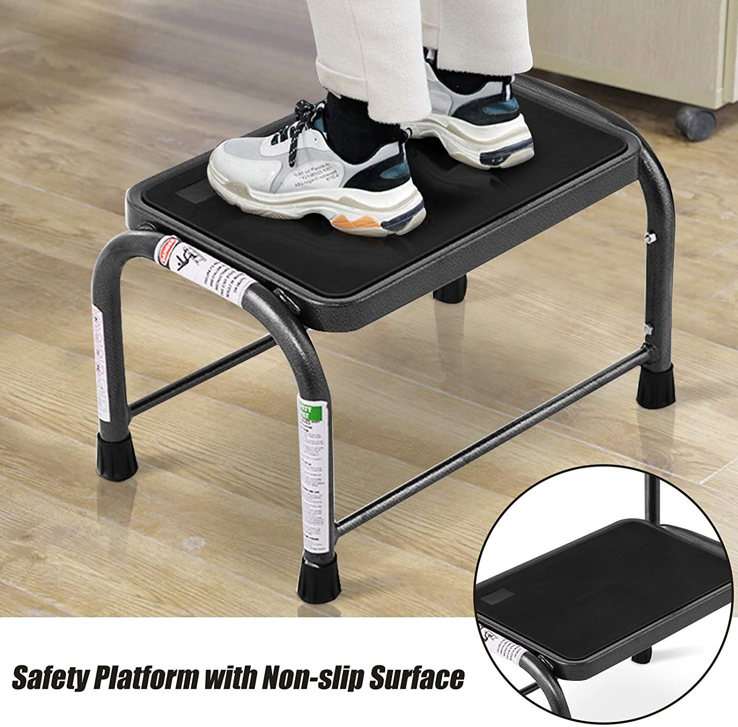 Step Stool with Handle, Medical Step Stool w/ Handle and Non Skid Rubber Platform - Giantexus
