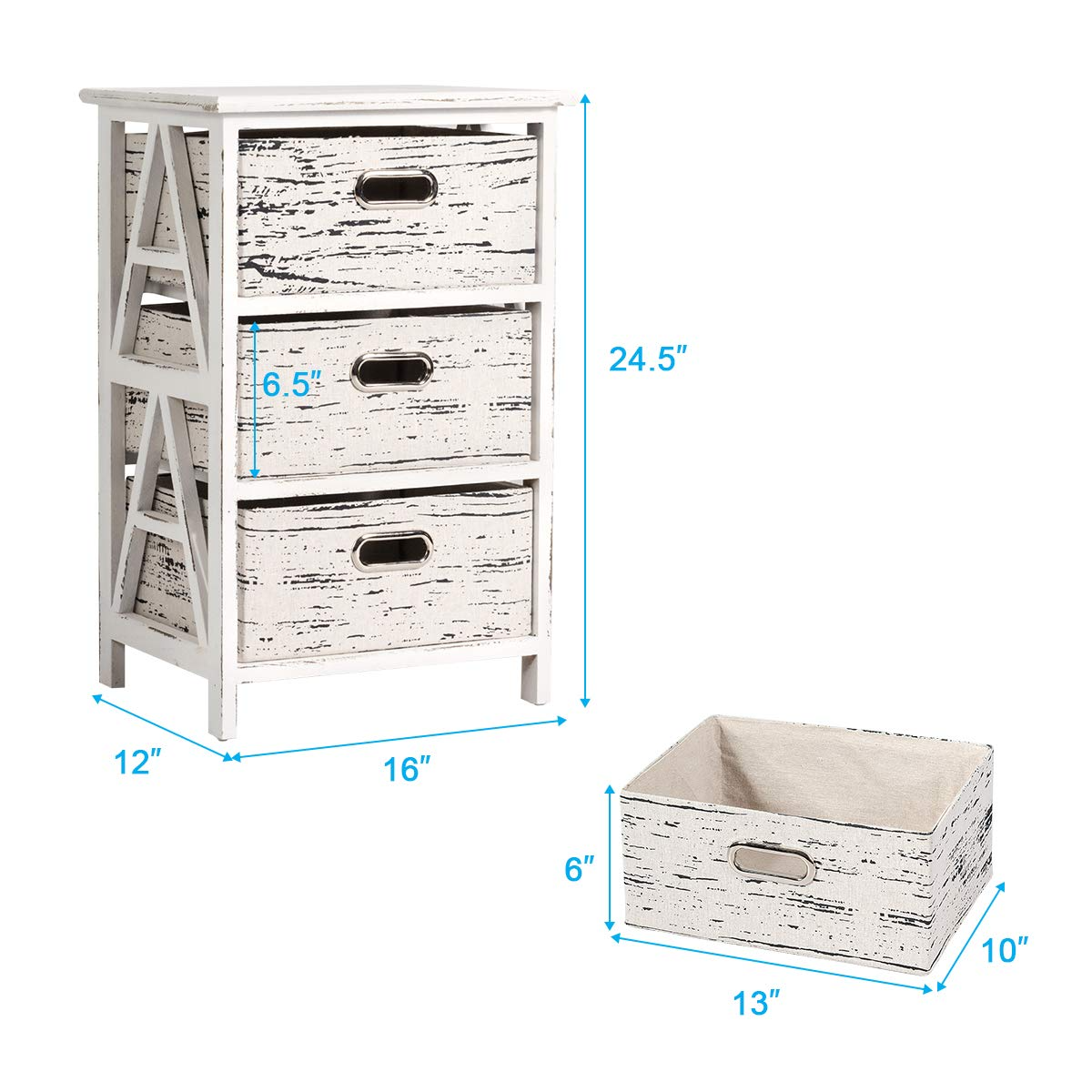 Giantex Storage Drawer Units W/ 3 Fabrics Storage Drawers and Wood Frame (1)