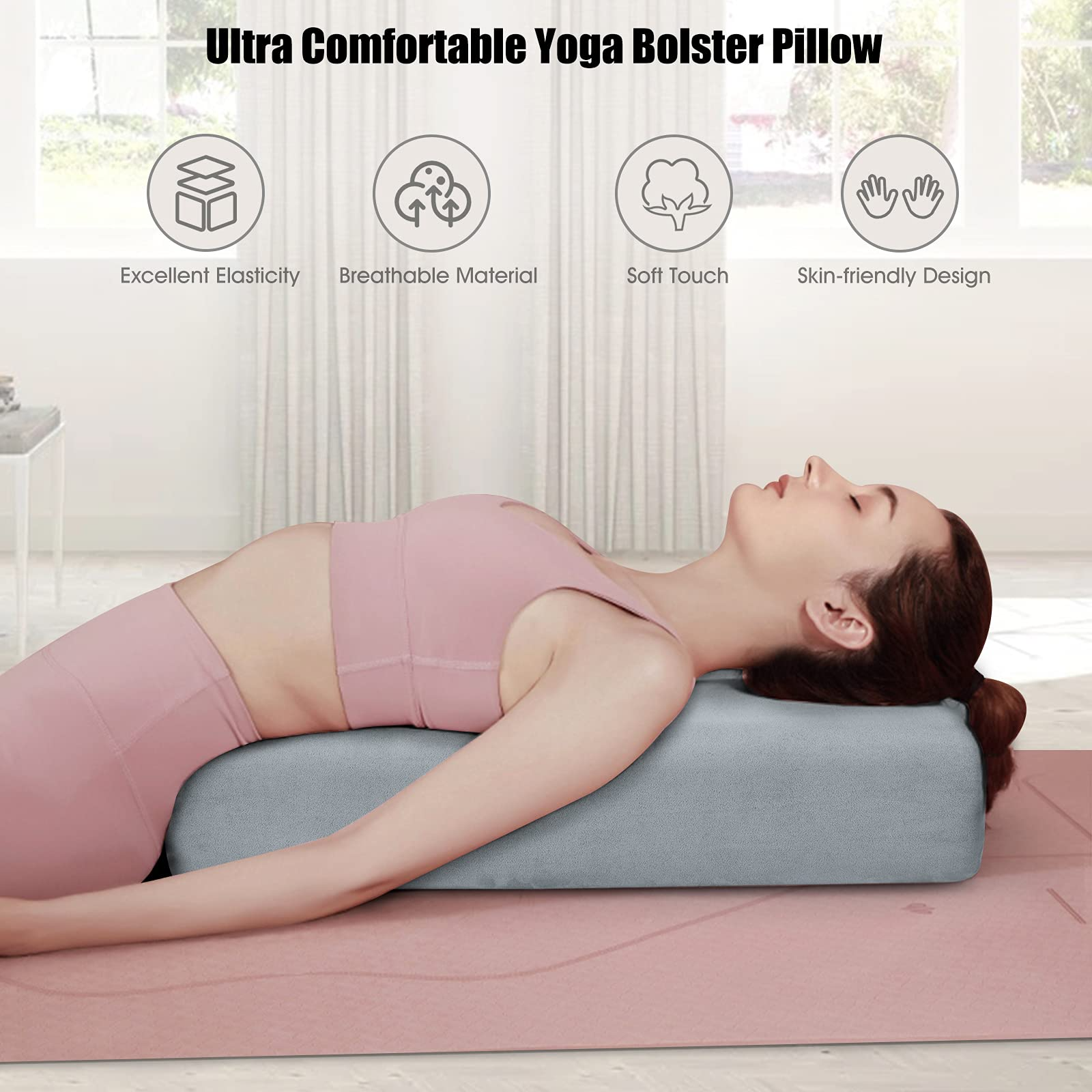 Giantex Yoga Bolster Pillow, Meditation Rectangular Yoga Cushion