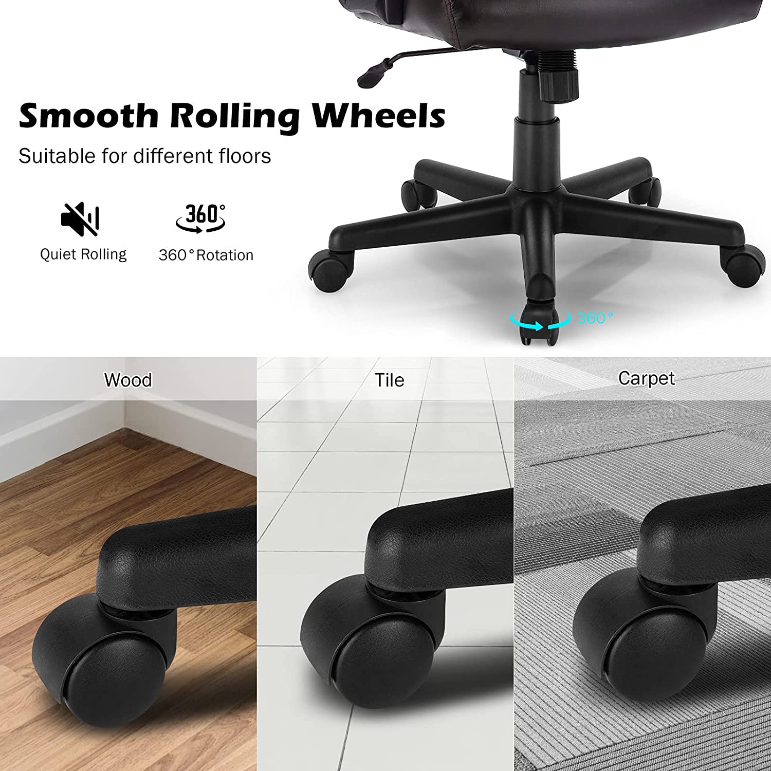 Giantex Office Chair,w/ Padded Armrests, Height Adjustable Swivel Task Chair (Dark Brown)