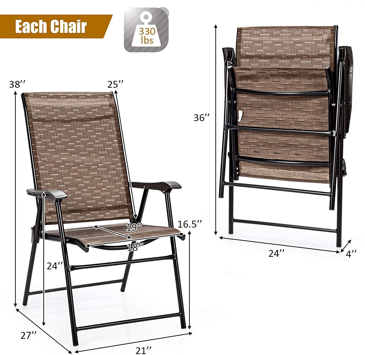2-Pack Patio Dining Chairs, Portable Folding Chairs - Giantexus
