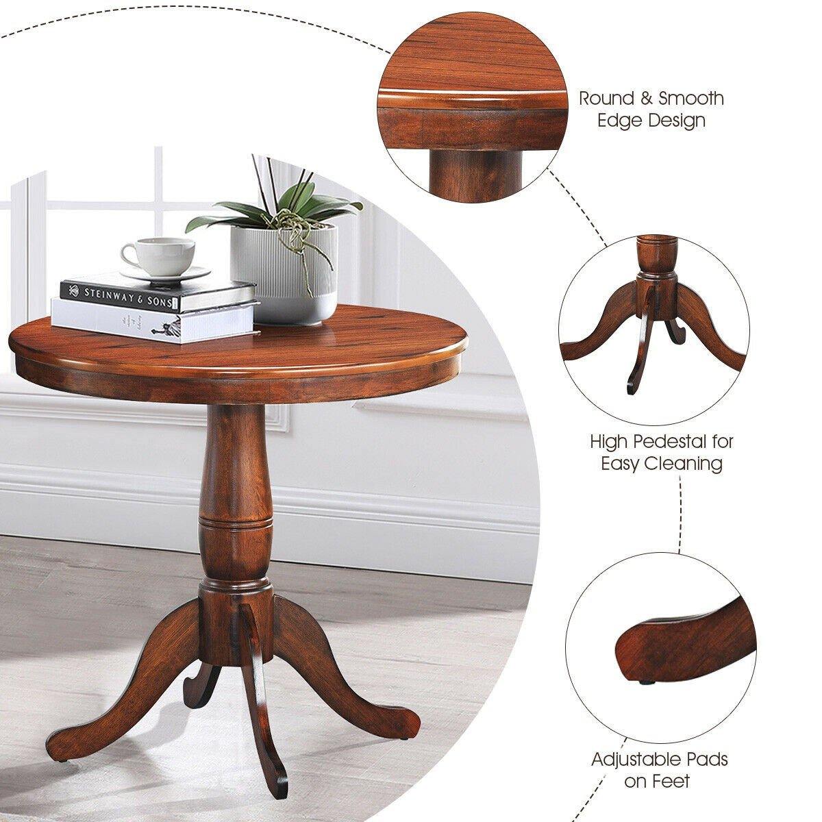 Table 30" Wooden Round Pub Pedestal Side Table (30 Inch) - Giantexus