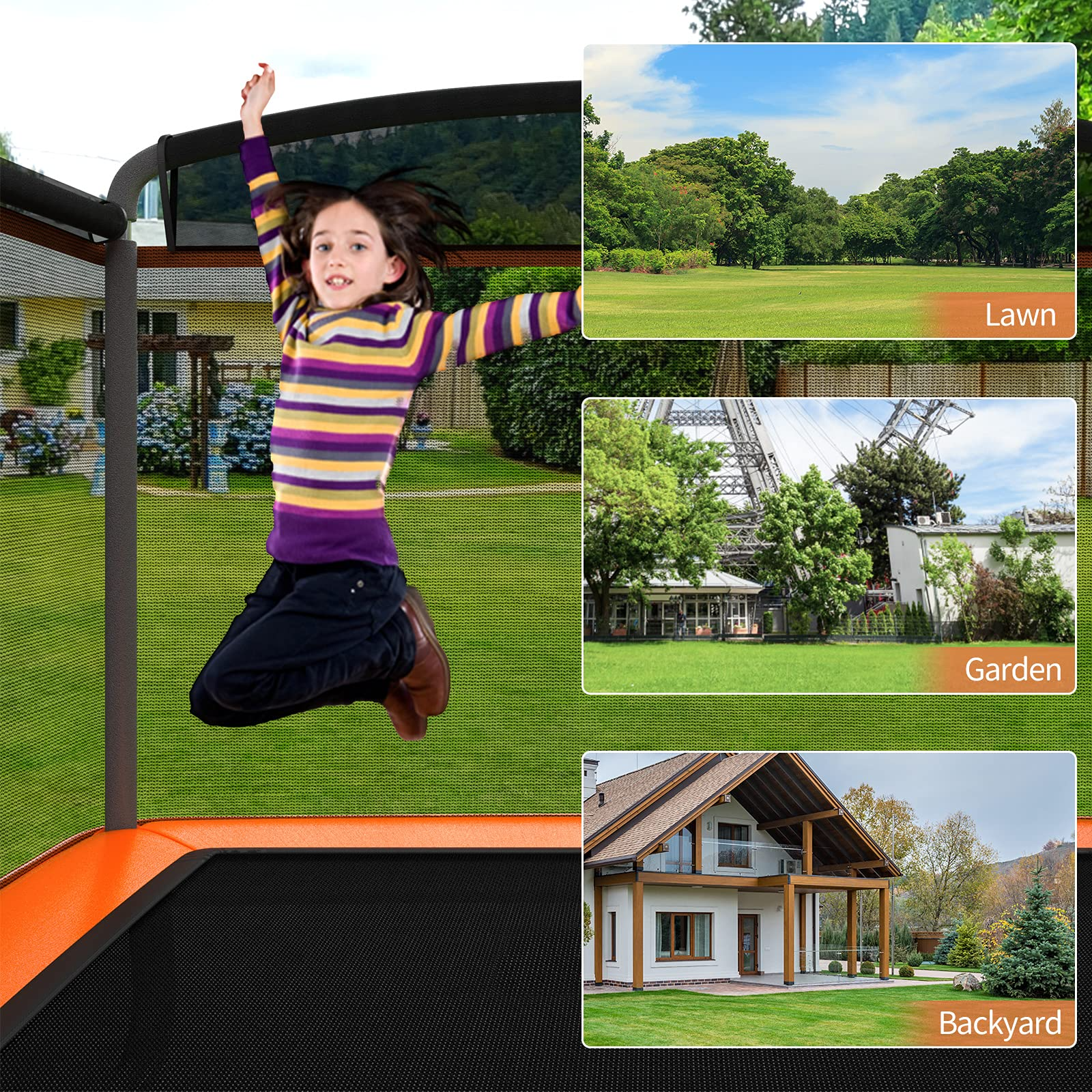 Giantex 6 Ft Kids Trampoline with Swing, Baby Toddler Rectangle Trampoline, Max Load 220lbs (Blue/Orange) - Giantexus
