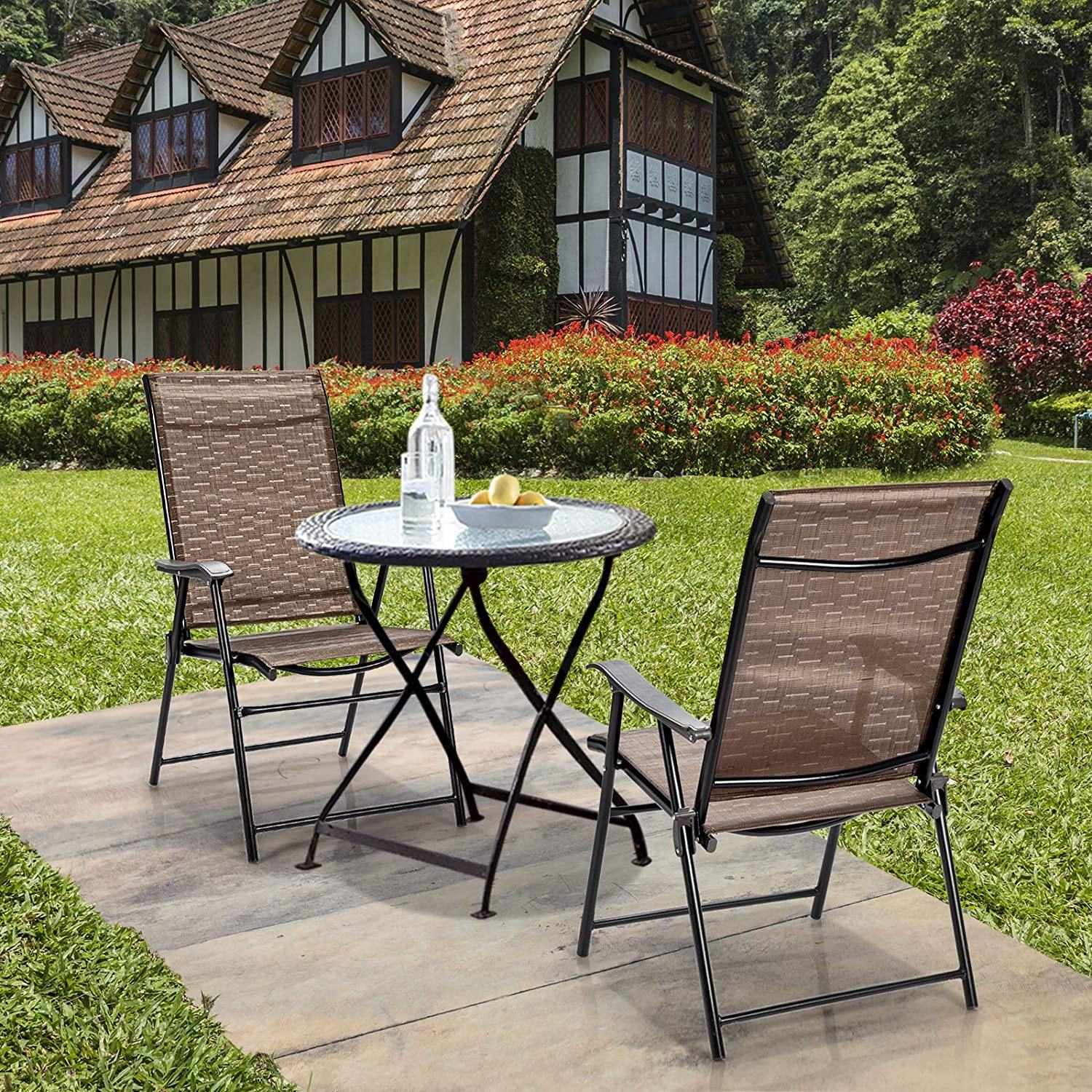 2-Pack Patio Dining Chairs, Portable Folding Chairs - Giantexus