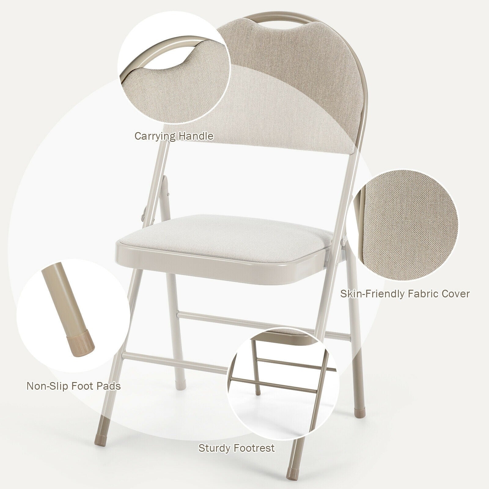 6 PCS Folding Chairs Set Portable Backrest Chair - Giantexus