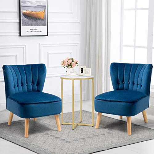 Giantex Small Upholstered Leisure Sofa Chair w/Wood Legs (2)