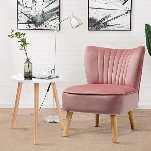 Giantex Velvet Accent Chair with End Table Set