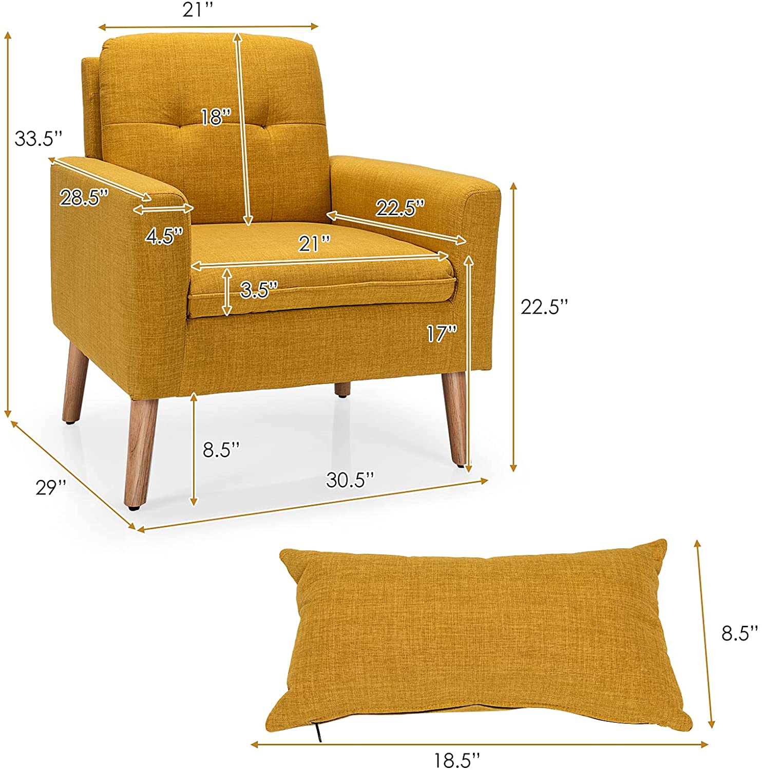 Giantex Modern Leisure Chair for Living Room Bedroom Office