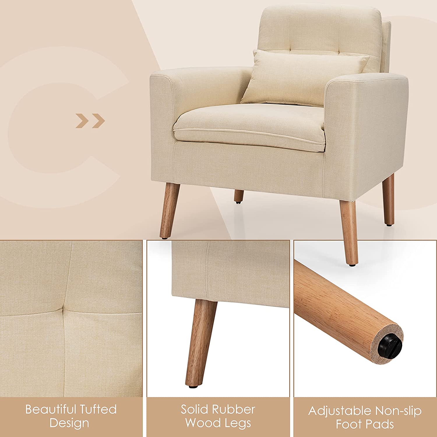 Giantex Modern Leisure Chair for Living Room Bedroom Office