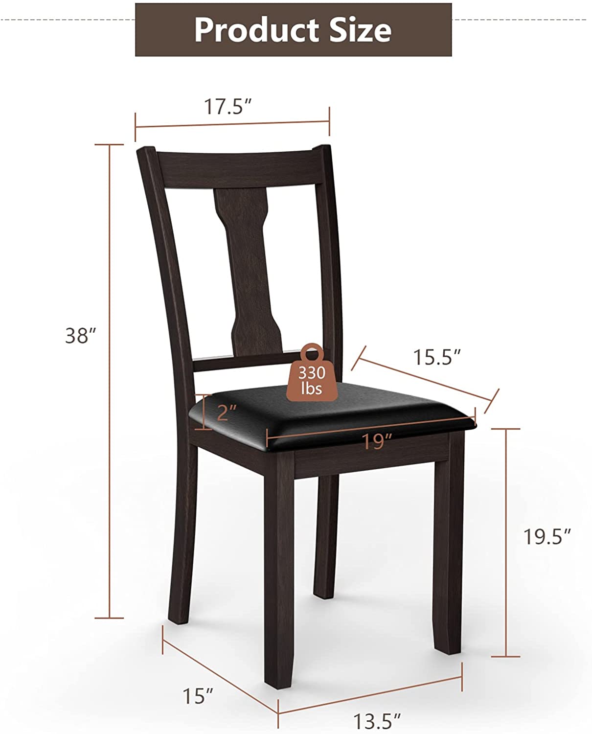 Giantex PVC Leather Modern Wood Dining Side Chair