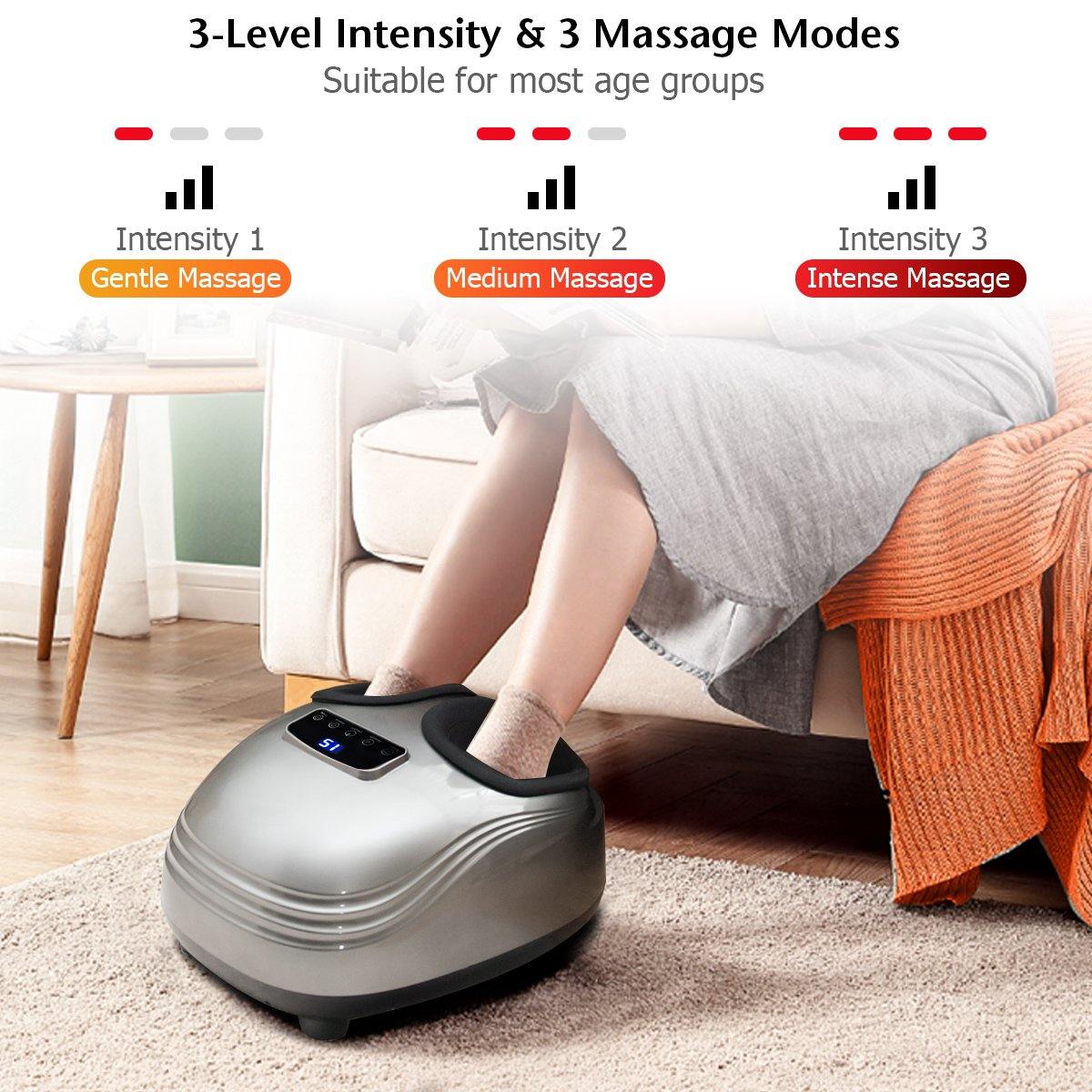 Giantex Shiatsu Foot Massager Machine, Electric Feet Massager with Deep Kneading, Air Compression, Dark Gray - Giantexus