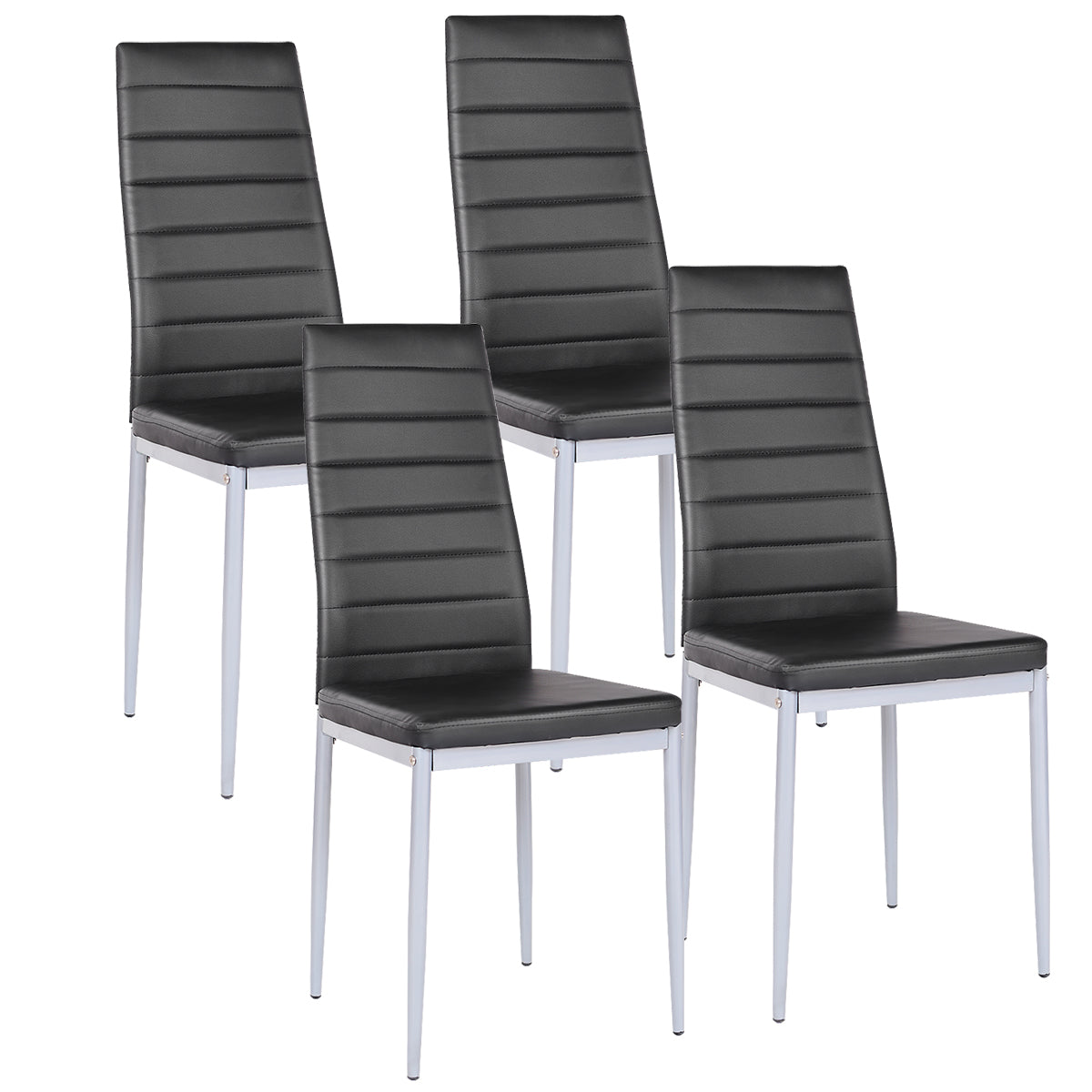 Giantex Set of 4 PU Leather Dining Side Chairs with Padded Seat Foot Cap