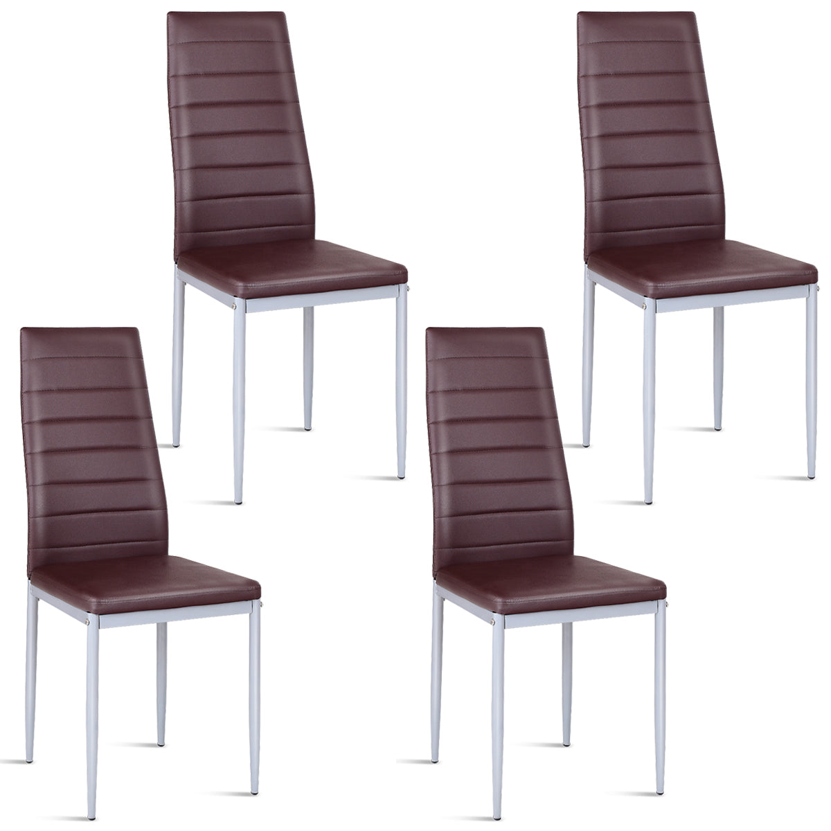 Giantex Set of 4 PU Leather Dining Side Chairs with Padded Seat Foot Cap