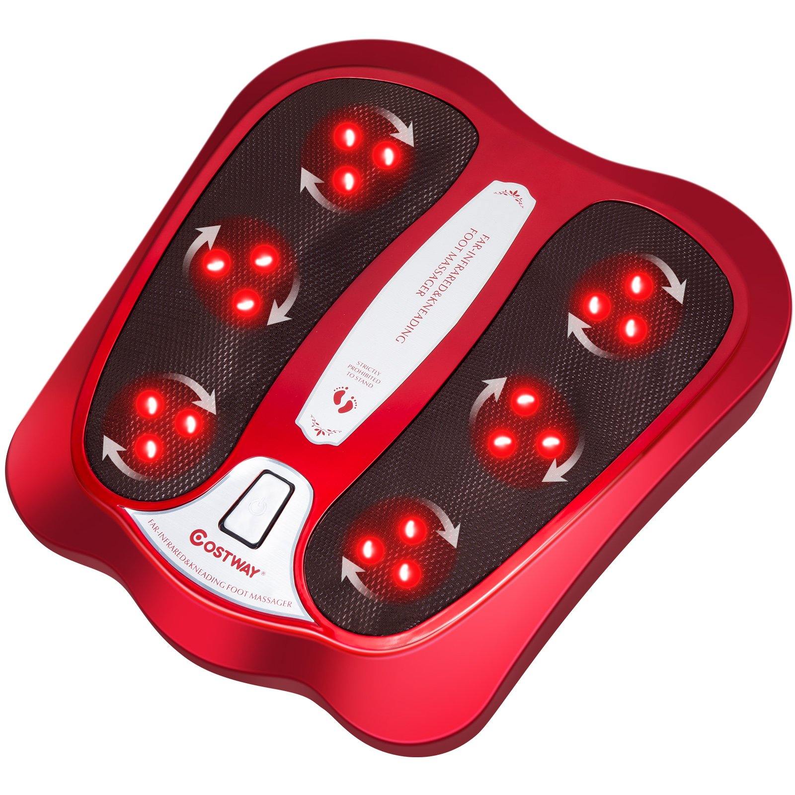Giantex Foot Massager, Shiatsu Electric Feet Kneading Machine w/ Infrared Heating & 18 Massage Nodes(red) - Giantexus