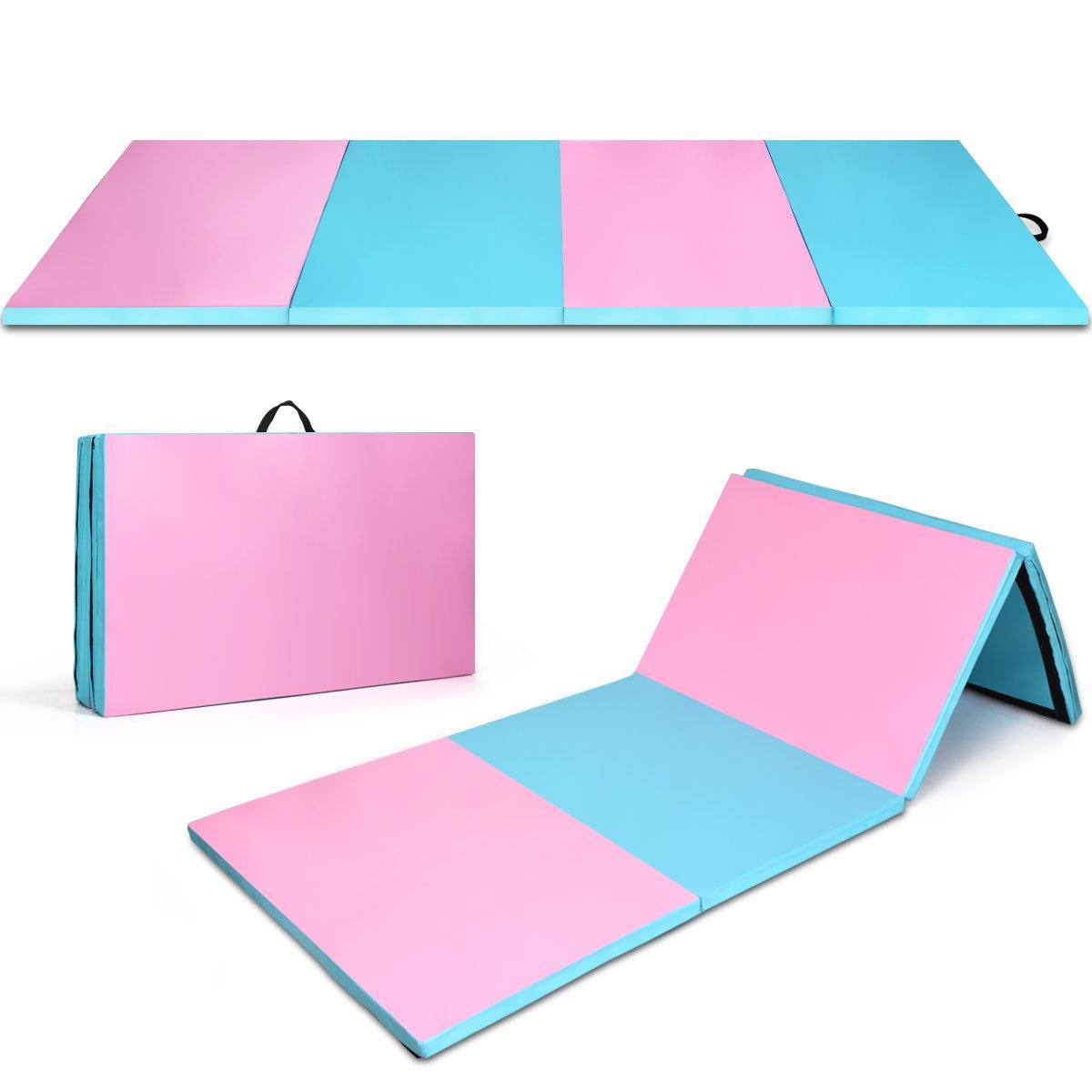 4'x8'x2 Gymnastics Mat, Folding Anti-Tear Gymnastics Panel Mats w/Carrying Handles - Giantexus