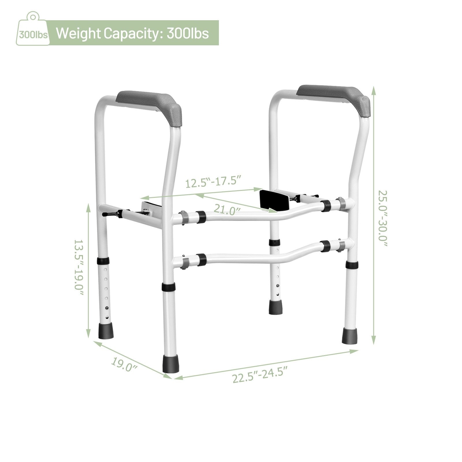 Toilet Safety Rail Free Standing Safety Assist Frame W/ 360 degree Rotatable Clip