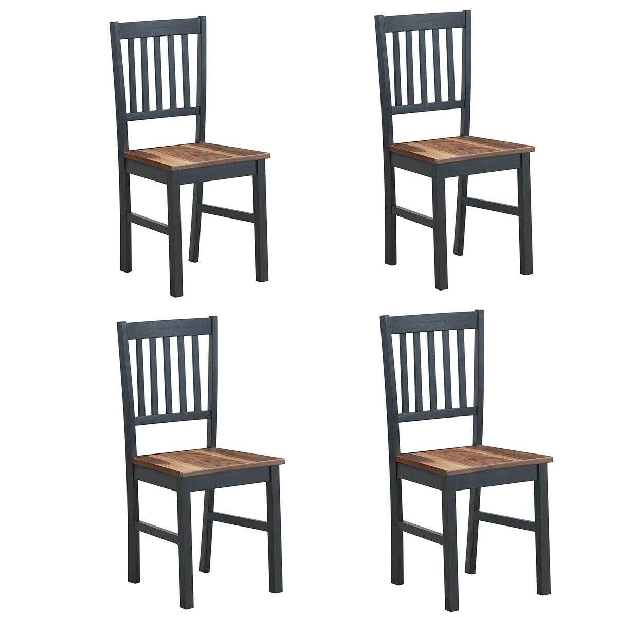 Giantex Set of 4 Wood Dining Chairs, Whitesburg Dining Room Side Chair w/ Wide Seat,Black - Giantexus