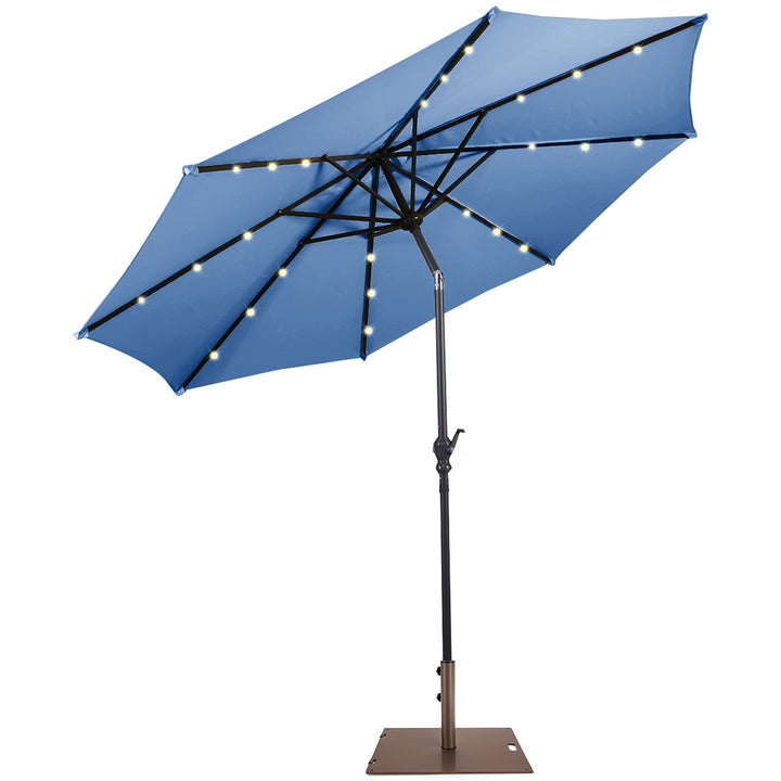 Giantex Patio Umbrella with Base Stand, 10ft Solar Led Lights Outdoor Umbrella and 50 LBS Steel Umbrella Base Stand w/ Wheels