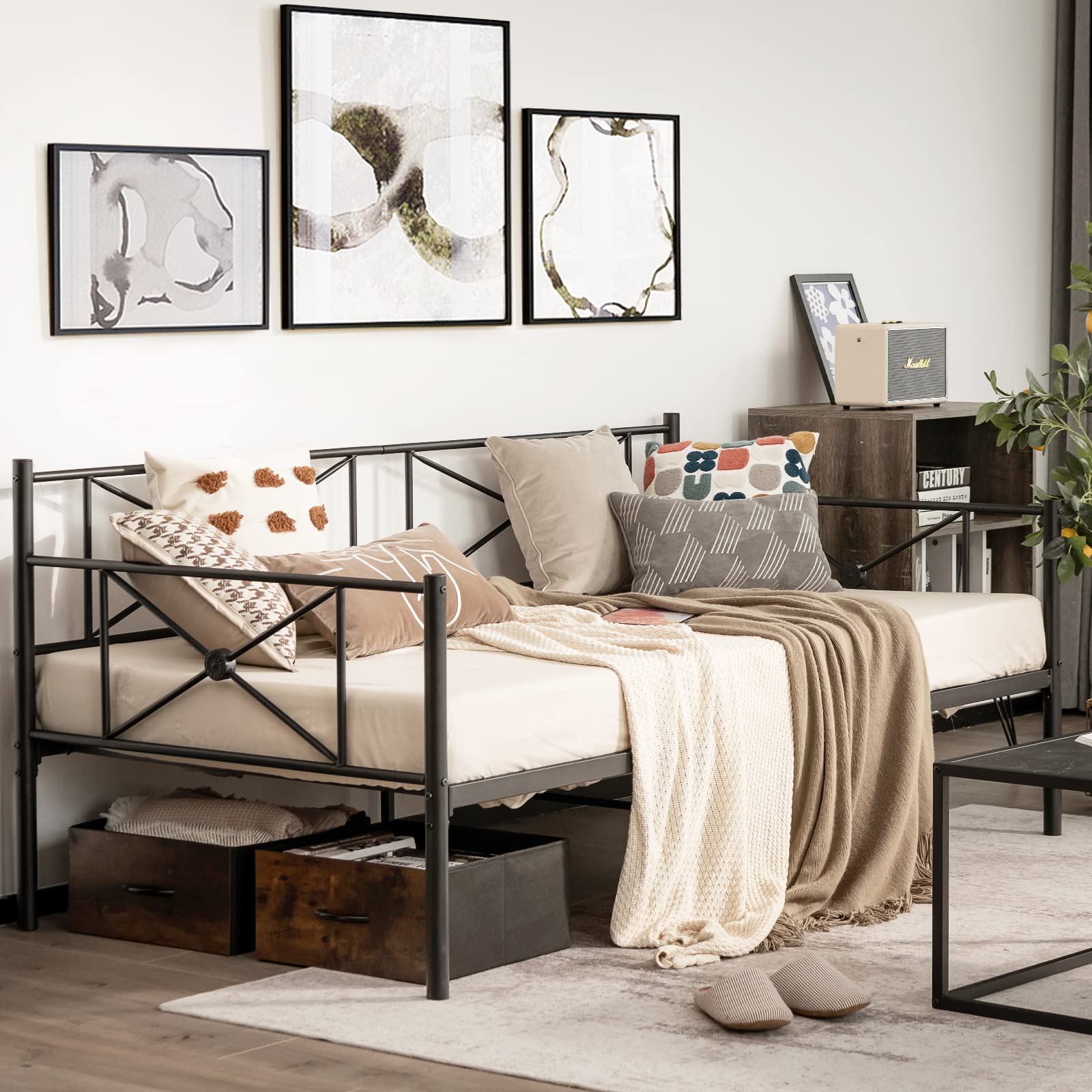 Giantex Metal Daybed Frame Twin Size, for Living Room Bedroom Guest Ro ...