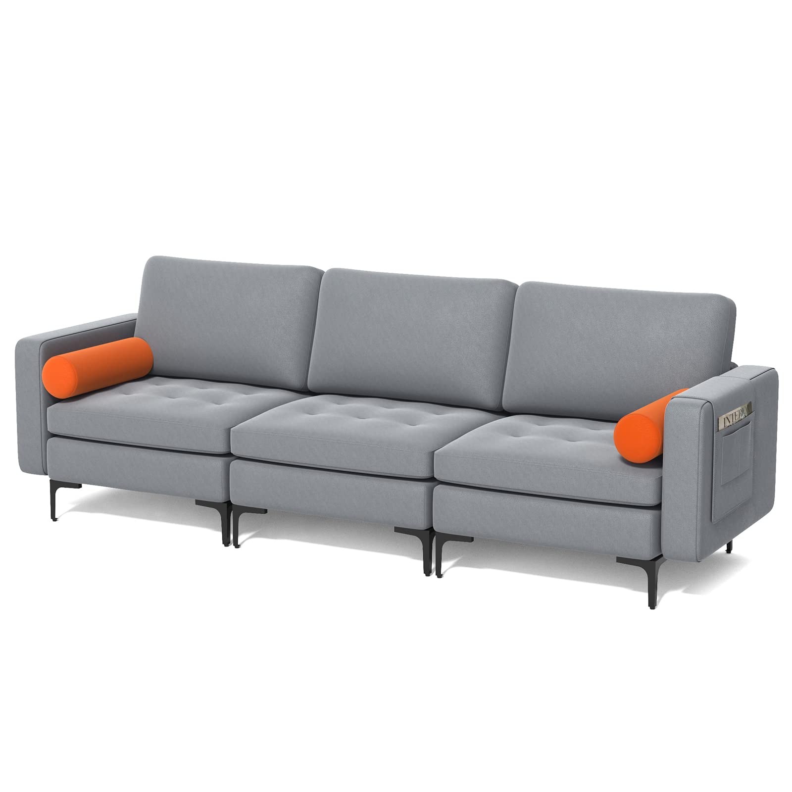 Giantex 97" Sectional Sofa Couch, 3-Seater Modular Sleeper with USB Ports