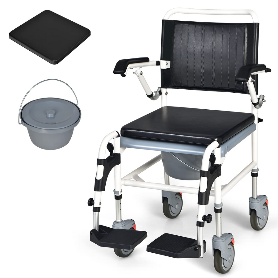 Giantex 4-in-1 Bedside Commode Shower Wheelchair