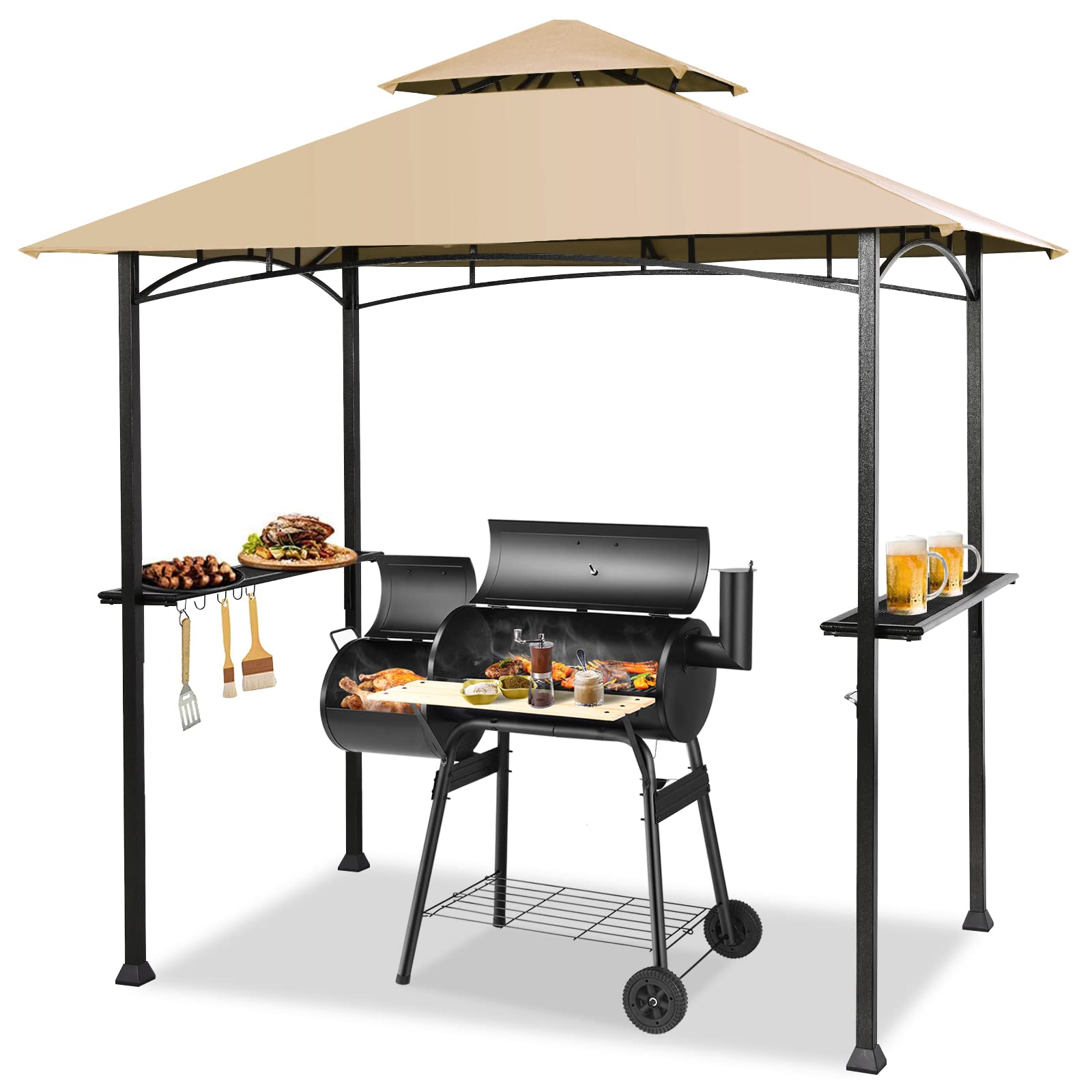 Giantex Grill Gazebo, 8ft x 5ft Grill Station with Canopy, Outdoor Grill Shelter Barbecue Tent