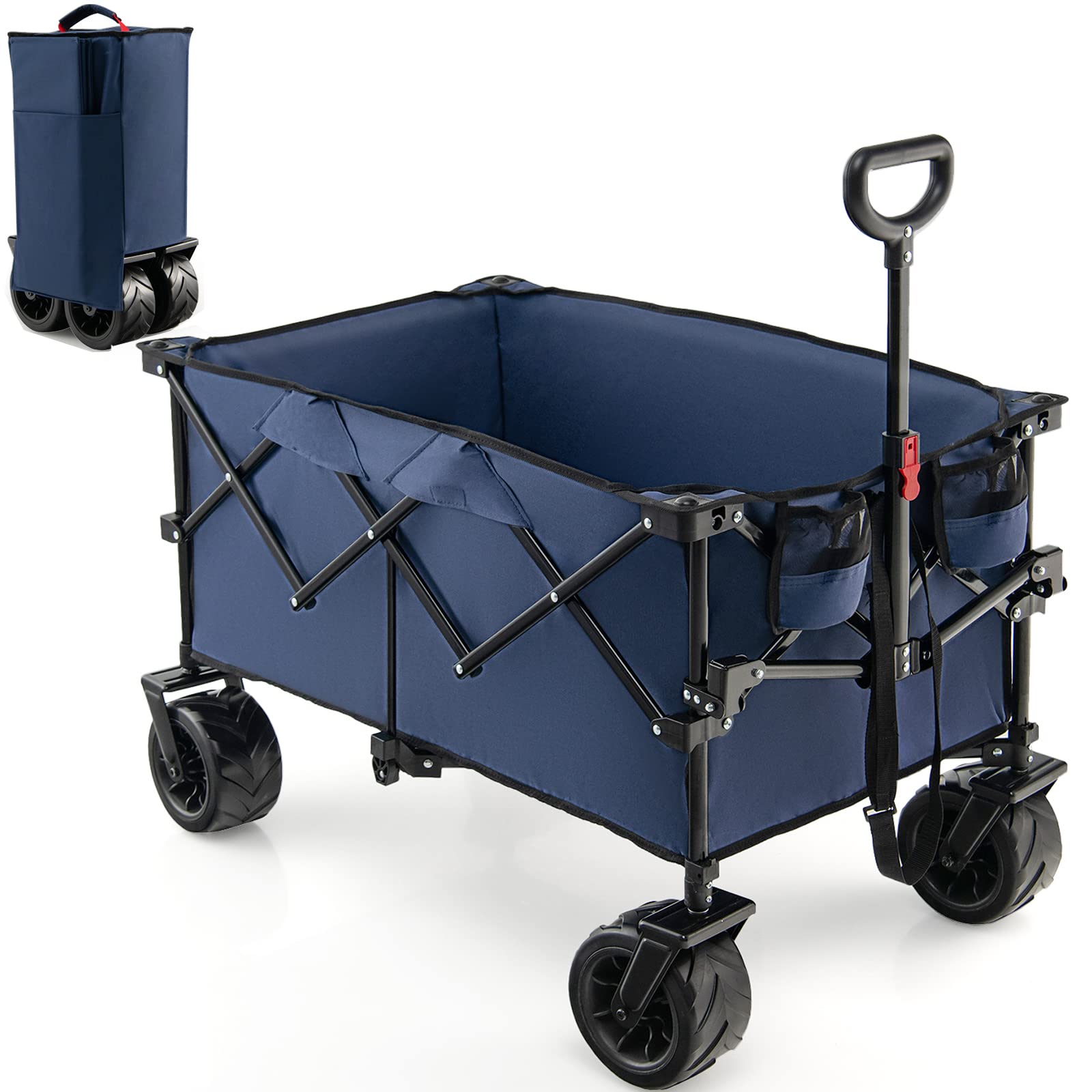 Giantex Folding Wagon Cart, Collapsible Beach Wagon with All Terrain Universal Wheels