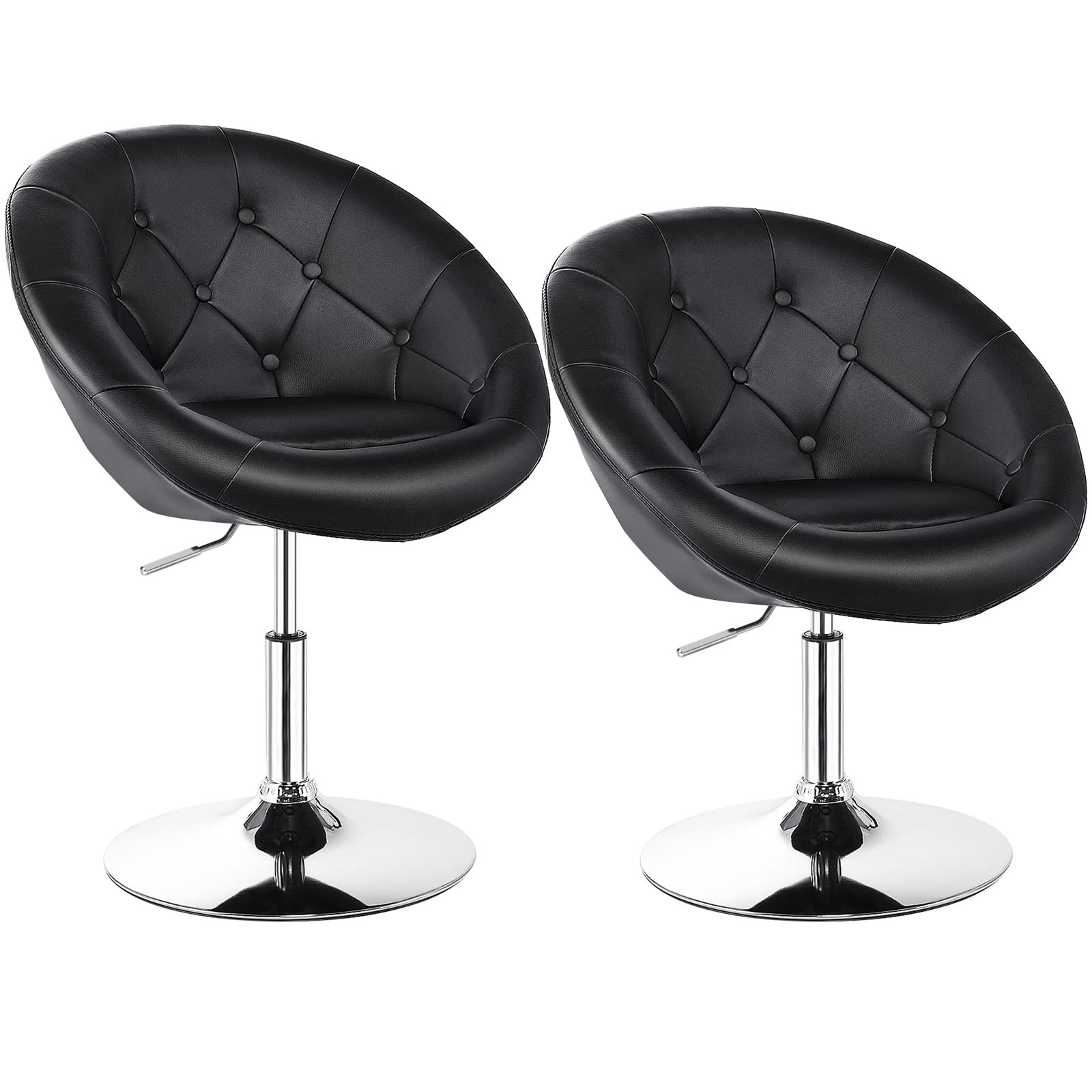 Giantex Swivel Round Tufted Vanity Chair, Set of 2 Height Adjustable