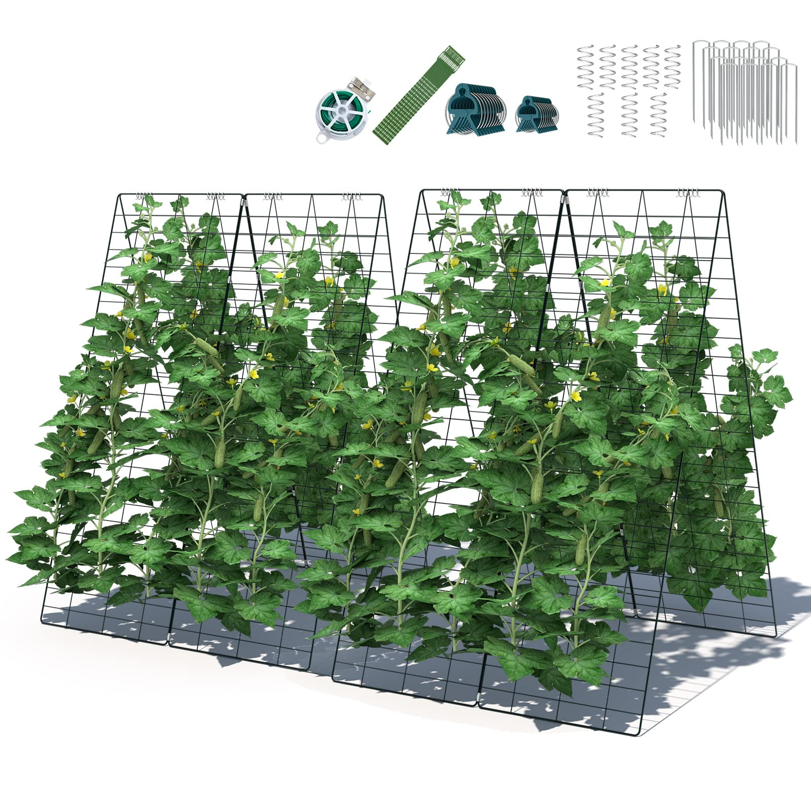 8 Panels Cucumber Trellis, A-Frame Garden Trellis for Plant Climbing