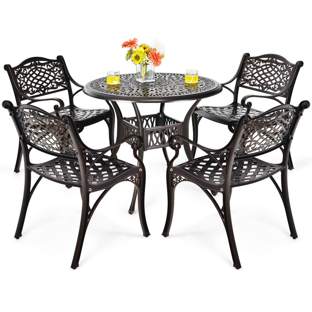 Giantex 5 Piece Cast Aluminum Patio Dining Set