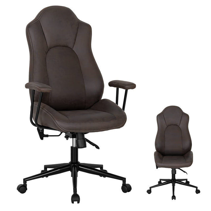 Ergonomic Leathaire Task Chair with Comfortable Padded Seat & Detachable Armrests