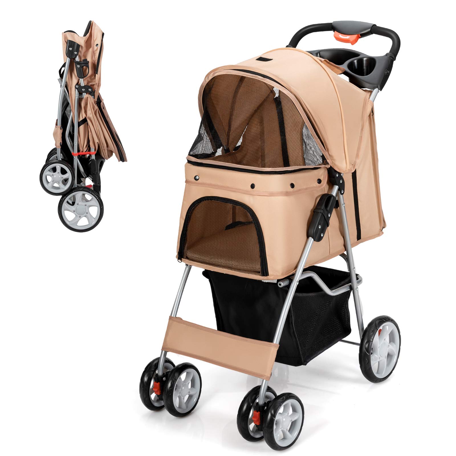  Pet Stroller for Small Medium Dogs Cats Puppy - Giantex