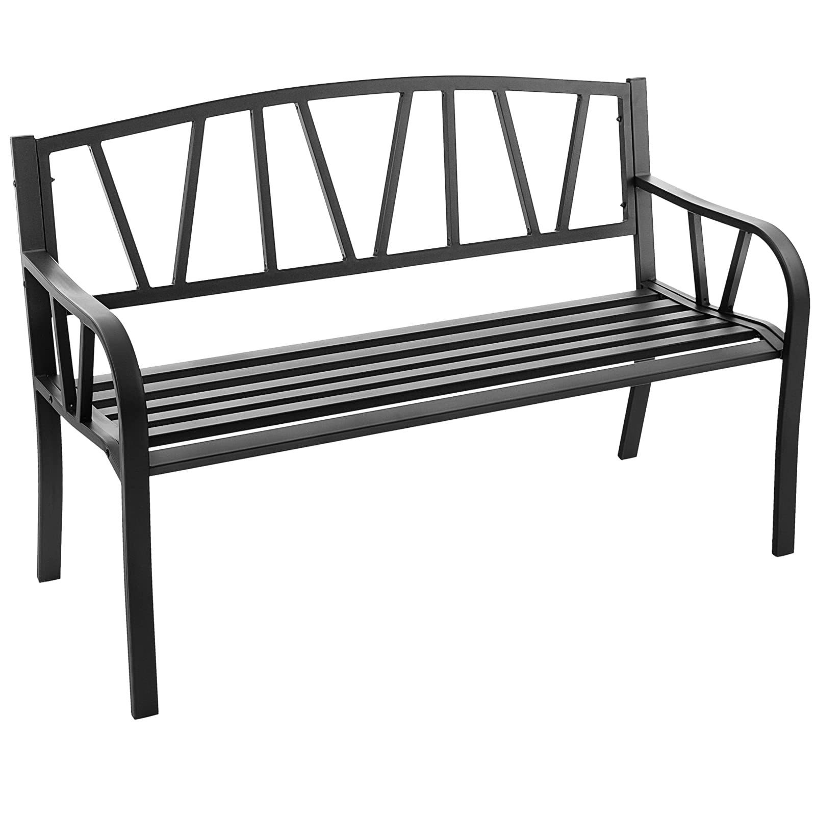 Giantex Garden Bench for Outside 50 Inch - Outdoor Bench with Rustproof Metal Frame, Black