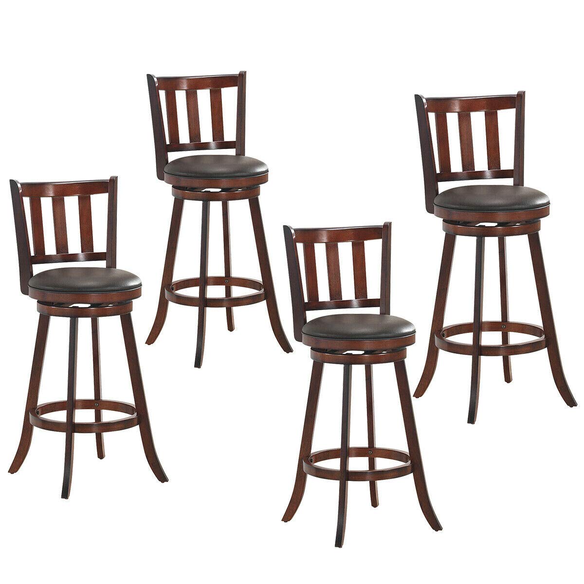 Bar Stools Set of 2 or 4, Counter Height Dining Chair, Fabric Upholstered 360 Degree Swivel