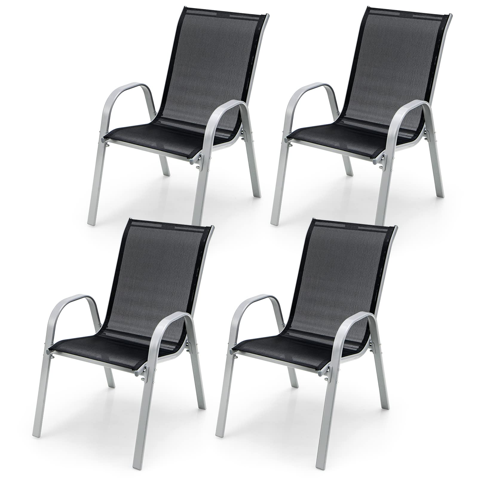 Giantex Set of 4 Patio Chairs, Outdoor Dining Chairs W/Curved Armrests –  Giantexus