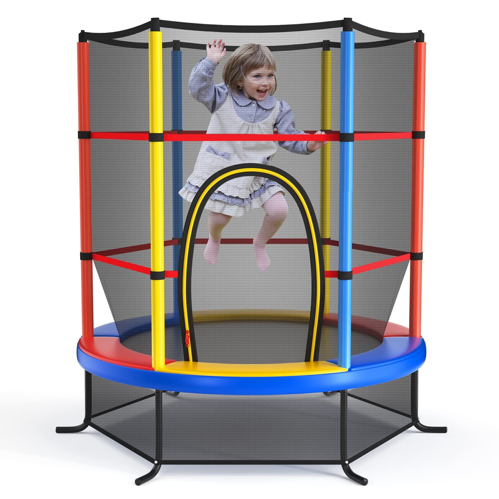 55" Kids Trampoline with Safety Enclosure Net - Giantex