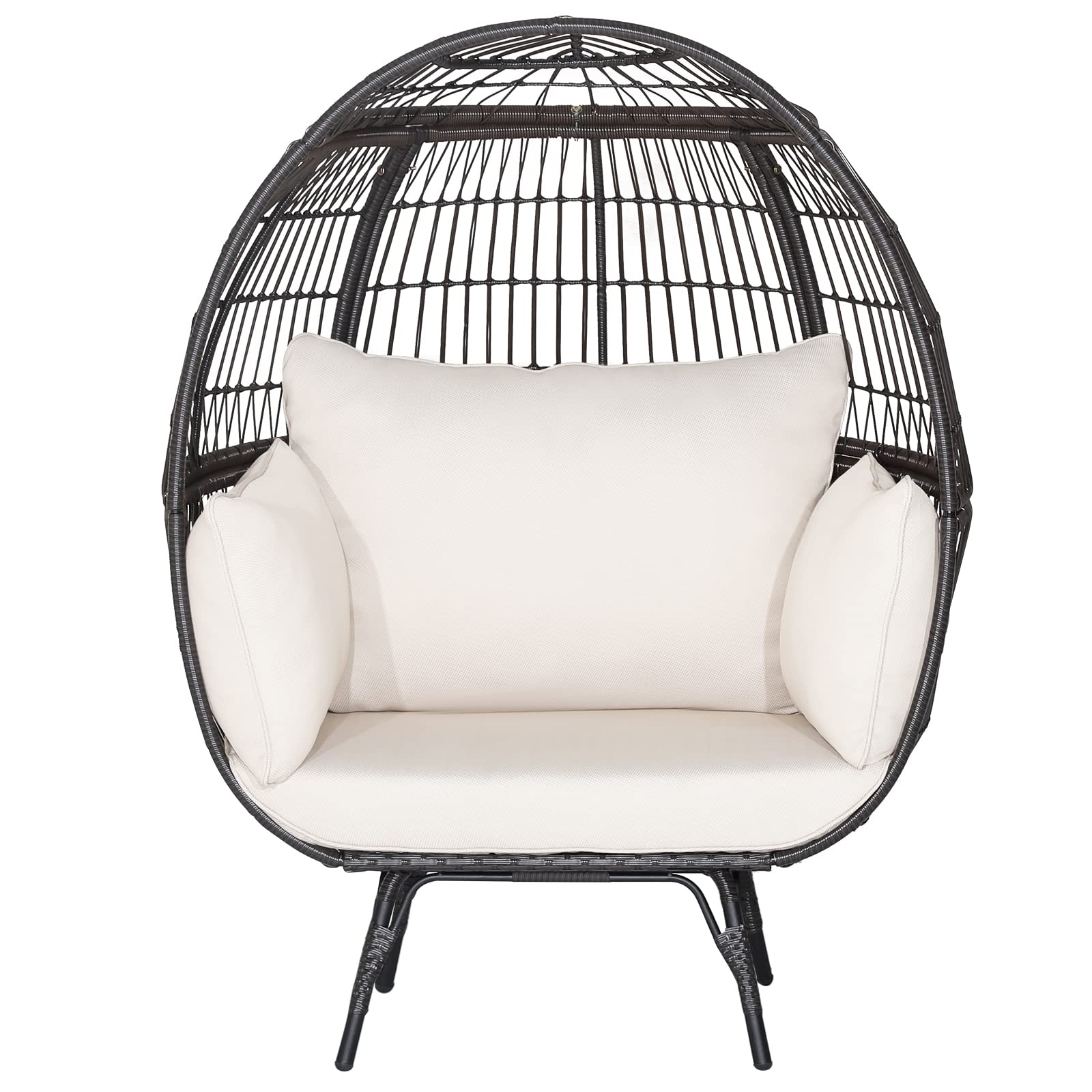 Giantex PE Rattan Egg Chair - Oversized Hammock Chair with Thick Cushions & Sturdy Metal Frame