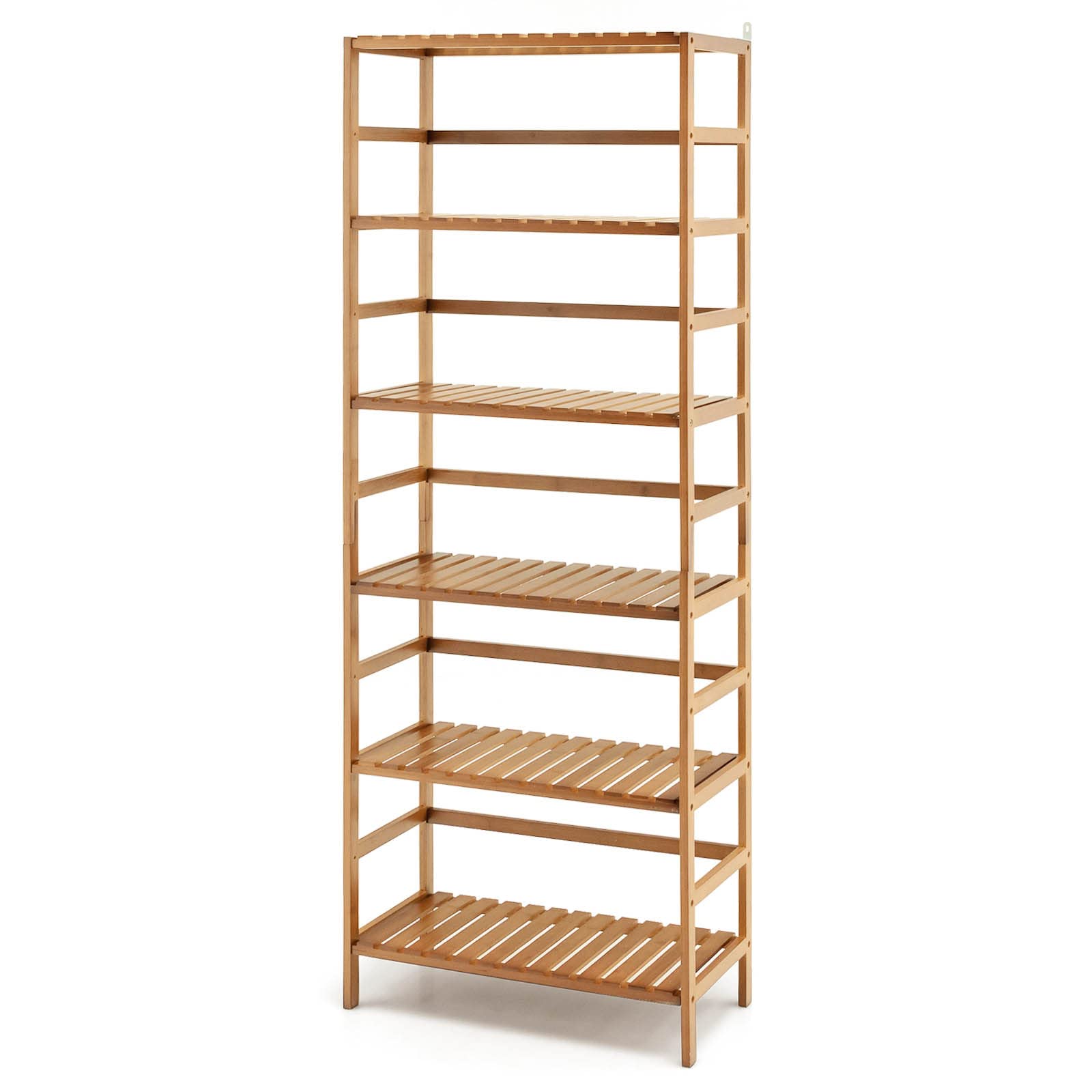 Giantex 6-Tier Bamboo Bookshelf, 63'' Tall Freesrtanding Storage Display Shelf with Adjustable Shelves